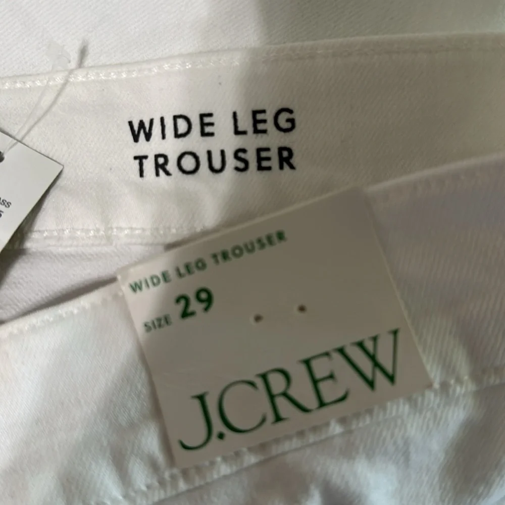 J.Crew High Rise Wide Leg Denim Trouser in White
